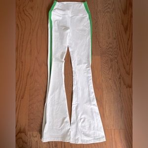 splits59 white and green flare leggings